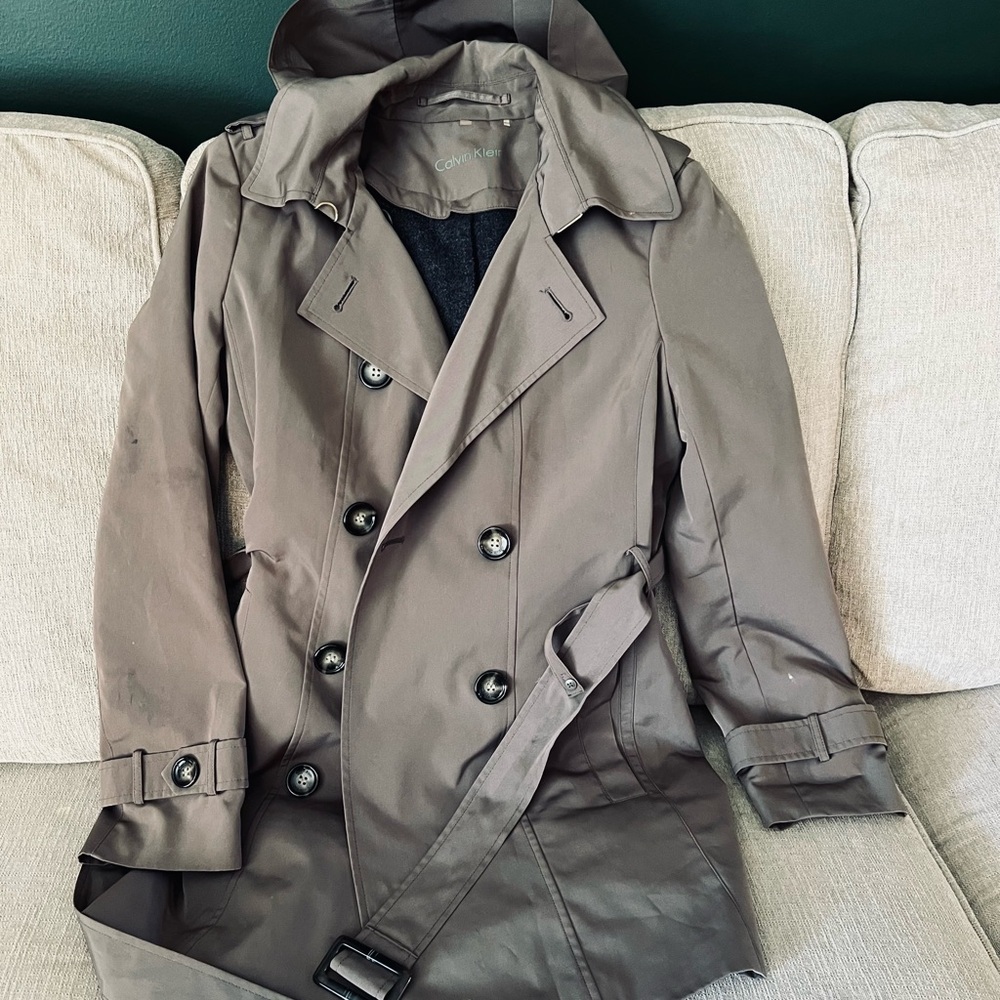 Calvin Klein Taupe Double-Breasted Coat